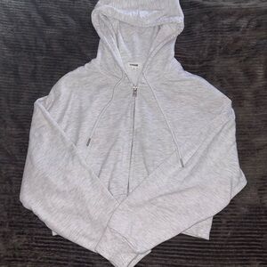 Garage Gray Zip-Up Cropped Hoodie